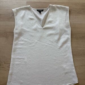 Express Women's White V-Neck Blouse